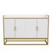 Modern Kitchen Buffet Storage Cabinet,White Gloss Cupboard with Metal Legs