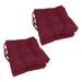 Blazing Needles 16 in. Spun Polyester Solid Outdoor Square Tufted Chair Cushions Merlot - Set of 4