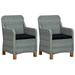 Walmeck Patio Chairs with Cushions 2 pcs Poly Rattan Gray