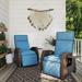 Grand Patio Outdoor Recliners Set of 2 Patio Recliner Chair All-Weather Wicker Lay Flat Reclining Patio Chairs Flip-up Side Table Recliner Chair Peacock Blue