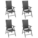 Walmeck Patio Chairs 4 pcs Poly Rattan Black