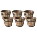 6pcs Small Wooden Bucket Barrel Planters â€“ Rustic Flower Planters Pots Boxes Container with Drainage Holes for Indoor Home Decor Small Plants