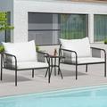 Dextrus 2PC Outdoor Armchair Seating Patio Chair Bistro Set Furniture Sofa Rattan Wicker-White