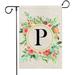 Newhomestyle Personalized Wreath Letter P Summer Welcome Garden Flags 12x18 Double Sided Burlap Initial Family Last Name Small Yard Flag