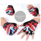 Children s Gloves Cycling Half Finger Bicycle Gloves Non-slip Child Bike Gloves Riding Equipment Mountain Bicycle Gloves Red(Red Camouflage)