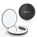 MILEDUO Travel Mirror with Light 1x/10x Compact Magnifying Mirror Handheld 2-Sided Pocket Mirror Led Small Makeup Mirror for Purses Mirror for Handbag Round USB Charging 3.5in Black