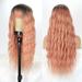 Long Ombre Synthetic Dark Root Natural Looking Pink Wig with Bang 26 Inches