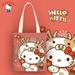 Hello Kitty Purses and Handbags Canvas Bag Womenâ€˜s Single Shoulder Simple Student School Bag Girl Sanrio Tote Bags for Women