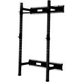 HulkFit Pro Series 2.35â€� x 2.35â€� Steel Folding Wall Mounted Power Rack Cage with Attachment Accessories - J Hooks and Height Adjustable Pull Up Bar - Black