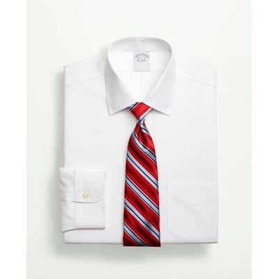 Brooks Brothers Men's Stretch Supima Cotton Non-Iron Pinpoint Oxford Ainsley Collar Dress Shirt | White | Size 16 34