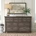 Rosalind Wheeler Hutchinson Grey 8-drawer Rectangular Dresser Wood in Brown/Gray/Red | 42.75 H x 69.25 W x 20.5 D in | Wayfair