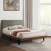 Latitude Run® Christo Walnut Brown & Grey Platform Bed w/ Tufted Headboard Upholstered/Polyester in Brown/Gray | 43.5 H x 79 W x 87 D in | Wayfair