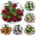 Ruanlalo 5 Branches 11 Heads 1 Bouquet Artificial Rose 5 Branches 11 Heads Realistic Green Leaves Easy Care Non-withered Artificial Eucalyptus Faux Silk Rose Flower Balcony Decor