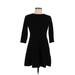 H&M Casual Dress - A-Line Crew Neck 3/4 sleeves: Black Print Dresses - Women's Size Medium