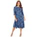 Plus Size Women's Strawbridge Fit & Flare Dress by Catherines in Vibrant Turq Outlined Paisley (Size 0XWP)