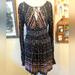 Free People Dresses | Free People Womens Coryn A-Line Mini Dress Size 4 Keyhole Open Back Dot Lined | Color: Black/Pink | Size: 4