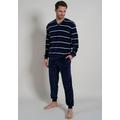 Pyjama GÖTZBURG "Pyjama, V-A., Bünd" Gr. 52, blau (blau, dunkel, ringel) Herren Homewear-Sets Pyjamas