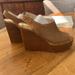 Coach Shoes | Coach Suede And Wood High Wedge Shoes | Color: Tan | Size: 9