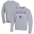 Men's Champion Gray Northwestern Wildcats Athletics Logo Stack Pullover Sweatshirt