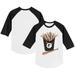 Infant Tiny Turnip White/Black Miami Marlins Hot Bats Logo Raglan 3/4 Sleeve T-Shirt