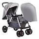 Tandem Double Umbrella Stroller Lightweight Double Stroller for Infant and Toddler,Multi-Position Reversible & Reclining Seats,Large Storage Basket and Canopy (Color : Gray)