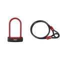 ABUS Bügelschloss Granit Plus 640/135HB150 - ABUS-Sicherheitslevel 12 - Schwarz/Rot & Schlaufenkabel Cobra 12 - Sicherung für Fahrrad- und Motorrad-Zubehör - 1,8 Meter lang, 12 mm stark