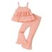ZHAGHMIN Toddler Girls Summer 2Pc Skirt Set Summer Toddler Girls Sleeveless Solid Color Ruffles Tops Pants Two Piece Outfits Set for Kids Clothes Girl Bundle Clothes for Teens Fall Outfits