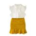 ZHAGHMIN Toddler Baby Girl Summer Clothing Set Kids Toddler Baby Girls Summer Set Ruffled Sleeve Lace Tops Solid Skirt Outfits Set 3 Month Baby Girl 2T Girl Clothes Come Home To Supper 4 Piece Girl