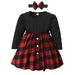 ZHAGHMIN Easter Dress Girls Baby Girls Cotton Autumn Plaid Long Sleeve Princess Dress Headbands Clothes Toot Toot Dress Long Frocks for Girls 4 Years Dresses for Birthday Girls Girls Sweater Girl Fr