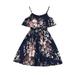 ZHAGHMIN Baby Girl Dresses 12-18 Months Girl S Casual Dress Summer Scoop Neck Sleeveless Suspender Floral Flowy Print Plain dress Dress Love Girls Dress Ballet for Girls Dresses Baby Princess Cas