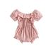 allshope Baby Girls Summer Casual Romper Solid Color Short Sleeve Ruffle Tie Up Playsuits