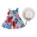 ZHAGHMIN Tween Dresses Girls Floral Bowknot Hat Dress Set Sleeveless Baby 6M-3Y Suspenders Princess Printed Girls Dresses Dresses Girls Dress Overalls for Toddler Girls Toddler Baby Girl Clothes Fal