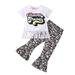 ZHAGHMIN Teen Girls Trendy Clothes Summer Toddler Girls Short Sleeve Letter Printed Tassels T Shirt Tops Bell Bottoms Pants Kids Outfits Girl Outfit Baby 6 Month Baby Girl Outfit Outfits for Teen Gi