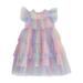 ZHAGHMIN Girls Dress Short Sleeve Toddler Girls Fly Sleeve Rainbow Star Sequins Prints Tulle Princess Dress Dance Party Dresses Clothes Daisy Dress for Girls Clothes for Girls Dress Dress Baby Girls