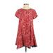 THML Casual Dress - A-Line Crew Neck Short sleeves: Red Dresses - Women's Size X-Small