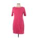 Karen Scott Sport Casual Dress - Shift Crew Neck Short sleeves: Pink Print Dresses - Women's Size Large Petite