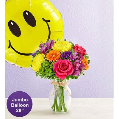 1-800-Flowers Flower Delivery Fields Of Europe Celebration W/ Jumbo Smile Balloon Medium