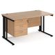 Melor 1400mm Computer Desk In Beech And Black With 3 Drawers