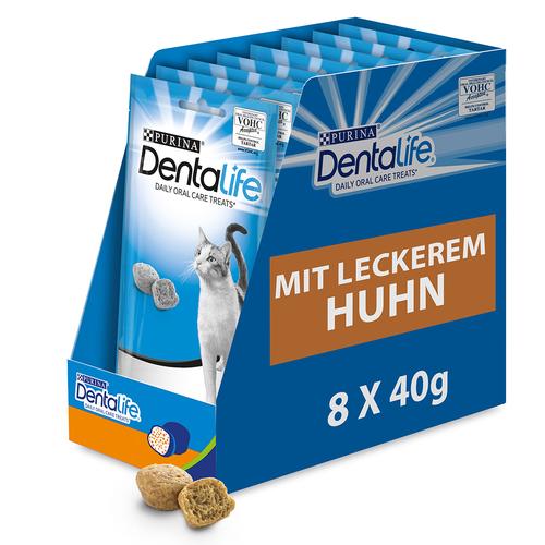 16x40g mit Huhn PURINA Dentalife Tägliche Zahnpflegesnacks für Katzen zum Sonderpreis!