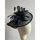 New Navy Blue Fascinator Headband & Clip Made From Sinamay With Feathers