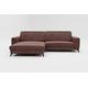 CAVADORE Ecksofa Bounce in Vintage-Leder-Optik / Eckcouch mit Longchair + mattschwarzen Metallfüßen / 290 x 88 x 178 / Mikrofaser, Dunkelbraun