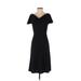 Express Casual Dress - A-Line Cowl Neck Short sleeves: Black Print Dresses - Women's Size 3
