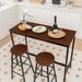 3 Pieces Bar Table Set with Dining Table and 2 Round Stools - 45" x 19" x 36"(L x W x H)