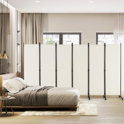 6 Panel 6Ft Tall Rolling Room Divider on Wheels - 132