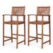 2 Pieces Outdoor Acacia Wood Bar Chairs with Sunflower Backrest and Armrests - 21.5" x 19.5" x 47" (L x W x H)