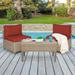 Maui 3-Piece Outdoor Conversation Set including Armless Sofa Seats and Coffee Table in Natural Aged Wicker