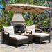 5 Pieces Patio Conversation Set with Cushions Coffee Table and 2 Ottomans - 25" x 24" x 29"