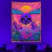 Fashnice Halloween Skull Throw Cover Blacklight Tapestry Luminous Tapestry Glowing in The Dark Tapestry Black Light Tapestry UV Fluorescent Background Cloth Wall Hanging Tapestries #13 W:59 xL:39