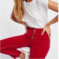 Free People Jeans | Free People Reagan Skinny Raw Hem Jeans Red | Color: Red | Size: 26