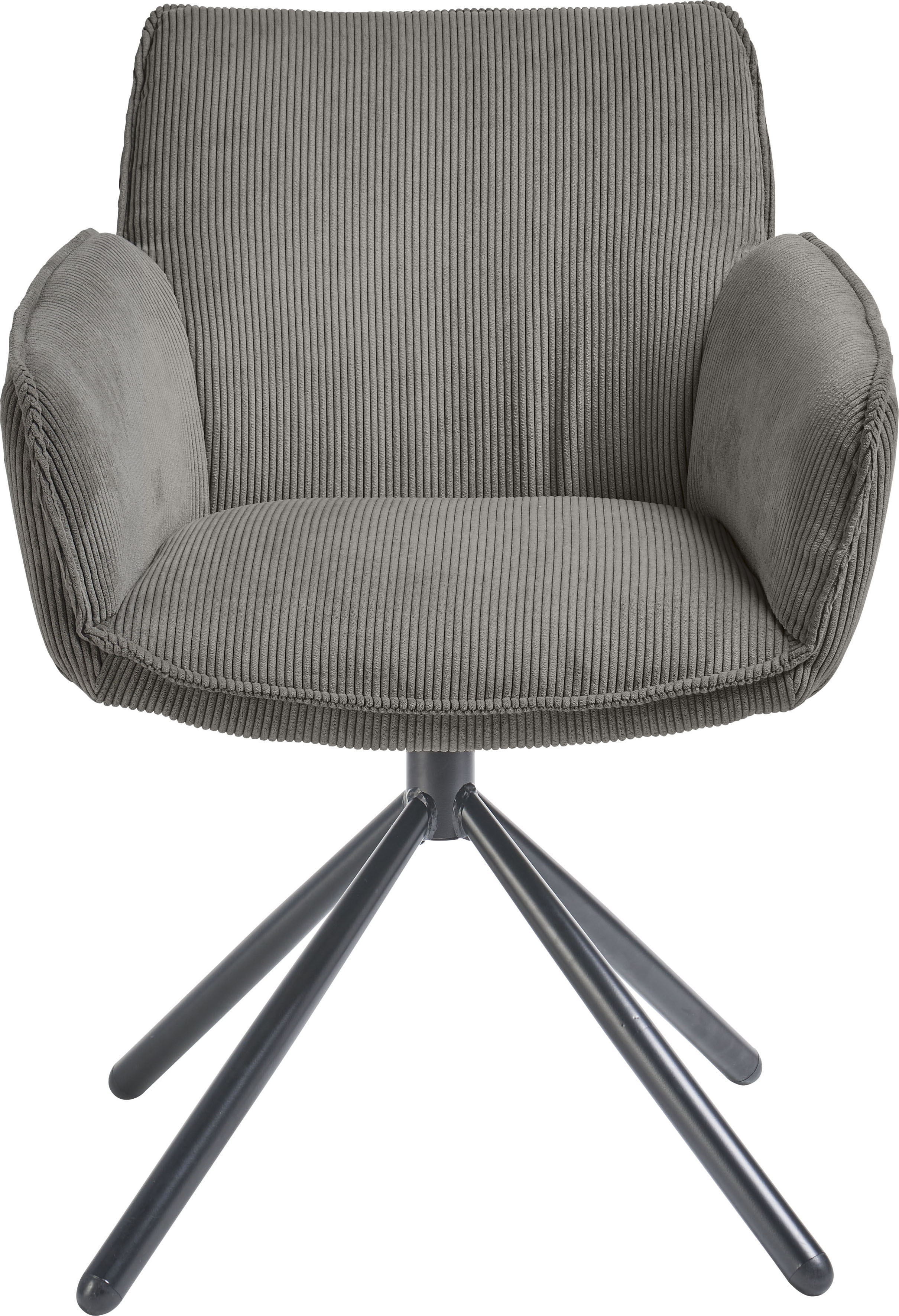 Armlehnstuhl "Frisco", grau (grau, schwarz), Cord, Polyester, SET ONE BY MUSTERRING, Stühle, Armlehnstuhl, 2er Set, 180 Drehfunktion, automatischer Rückstellung, Sitzhöhe 50 cm